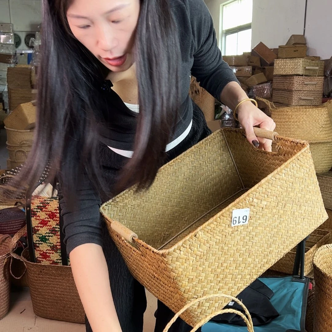 草编草编包/草编收纳盒带瑕疵