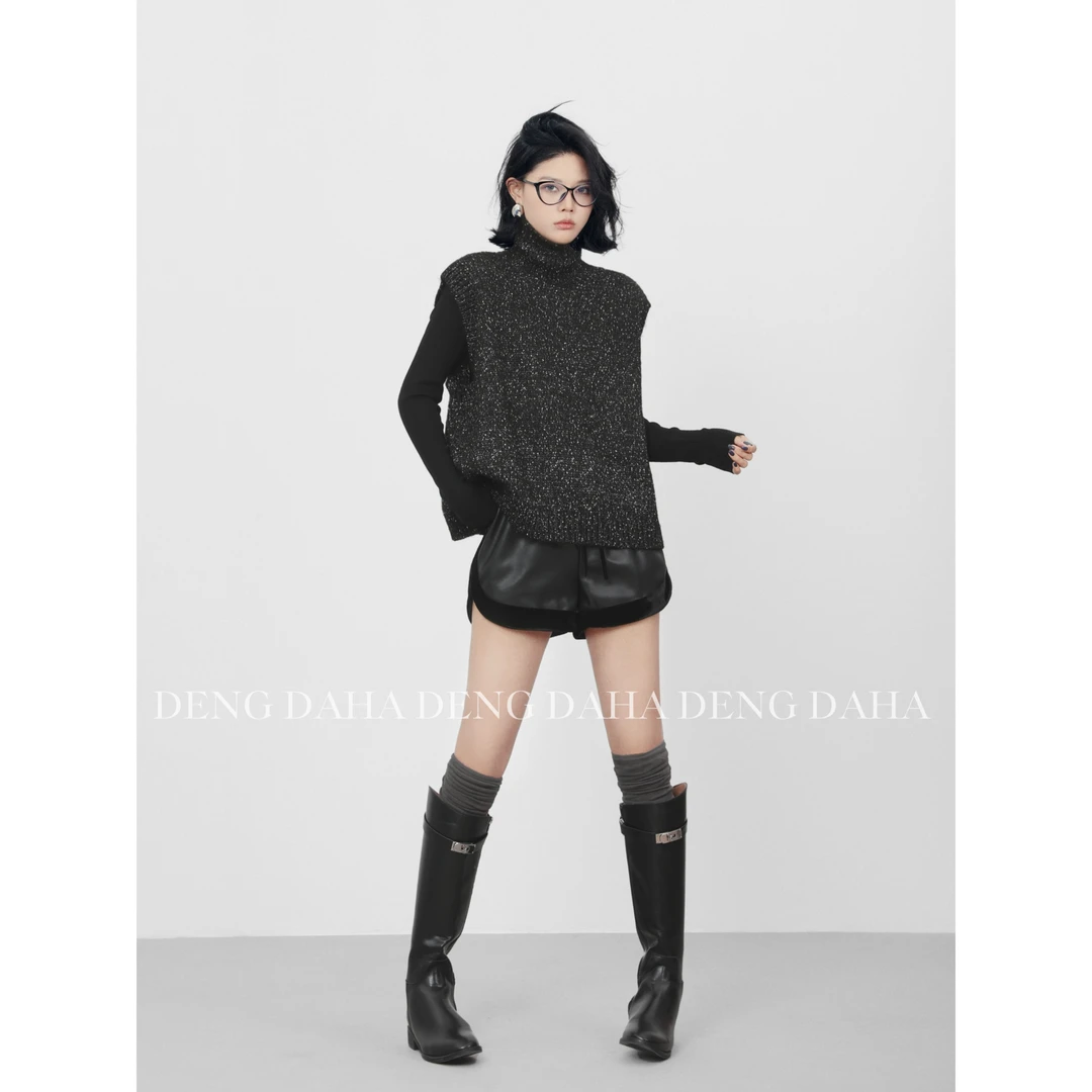 「航海日记」秋冬外穿复古高腰显瘦皮短裤女HBZF913509 nnassa