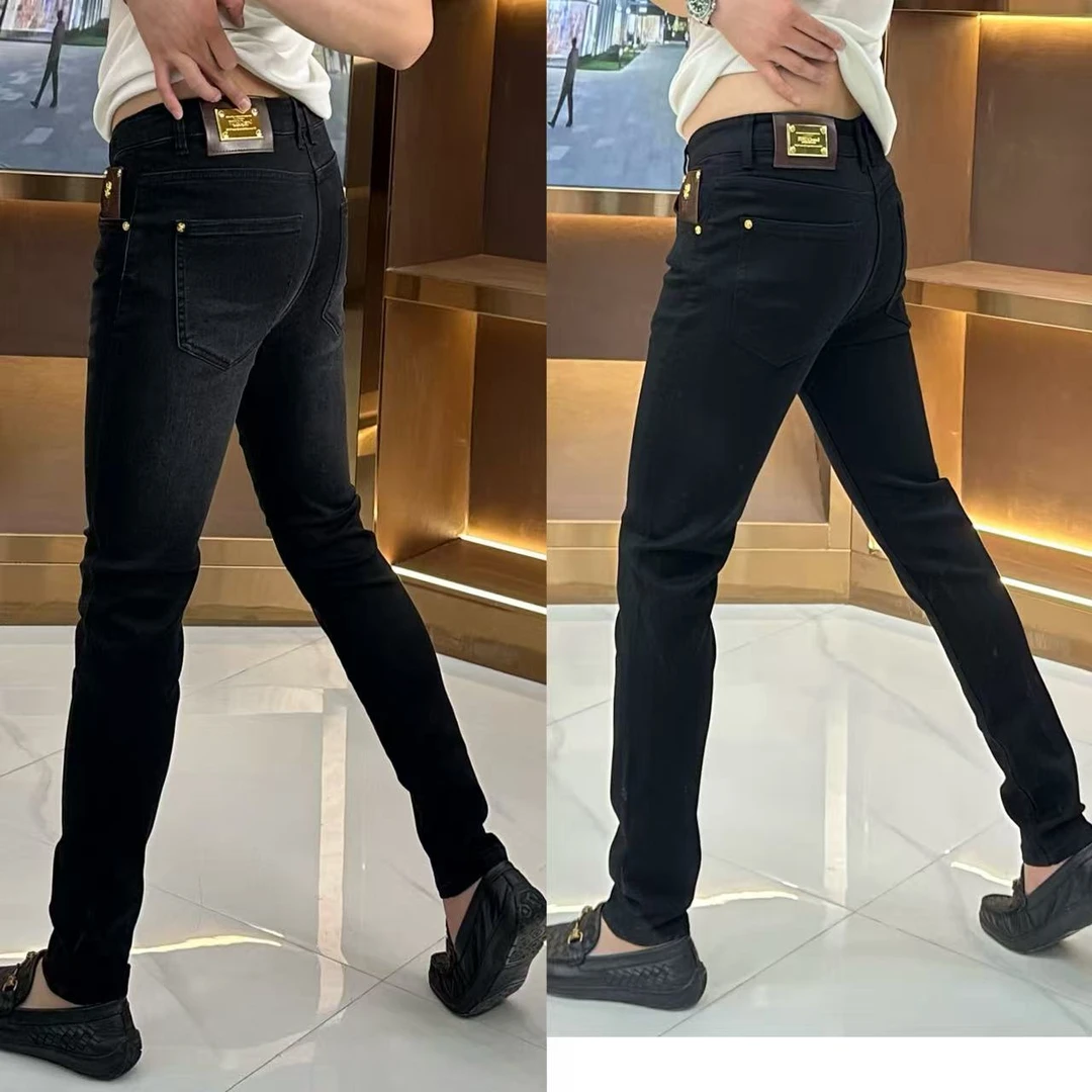 新款修身小脚牛仔裤黑灰双色潮流百搭水洗牛仔裤2509