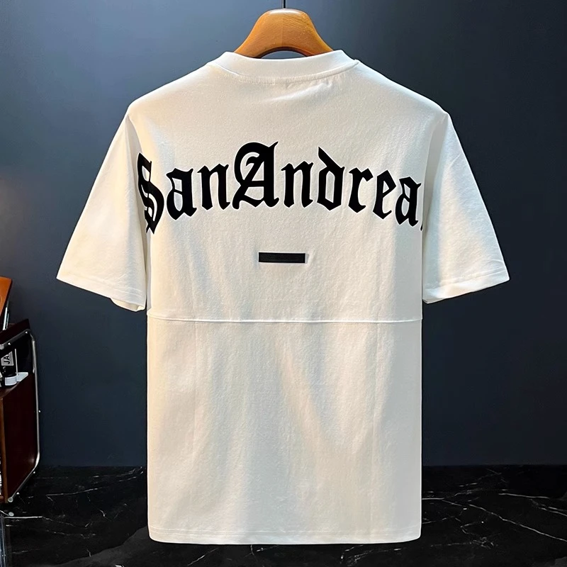 JEEPSPIRIT印花t恤男士美式轻奢简约舒适短袖男