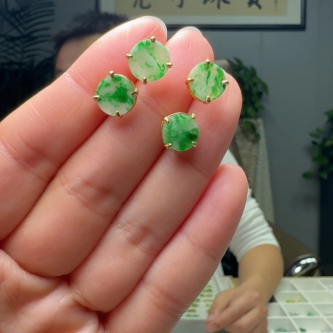 翡翠银S925镶嵌耳饰多样性发货其一