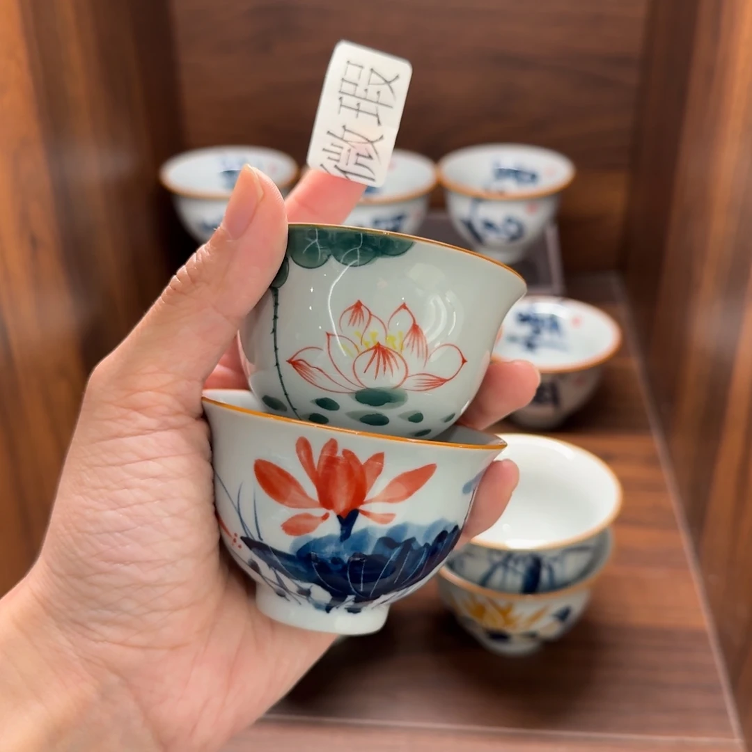 釉下手绘茶具微瑕