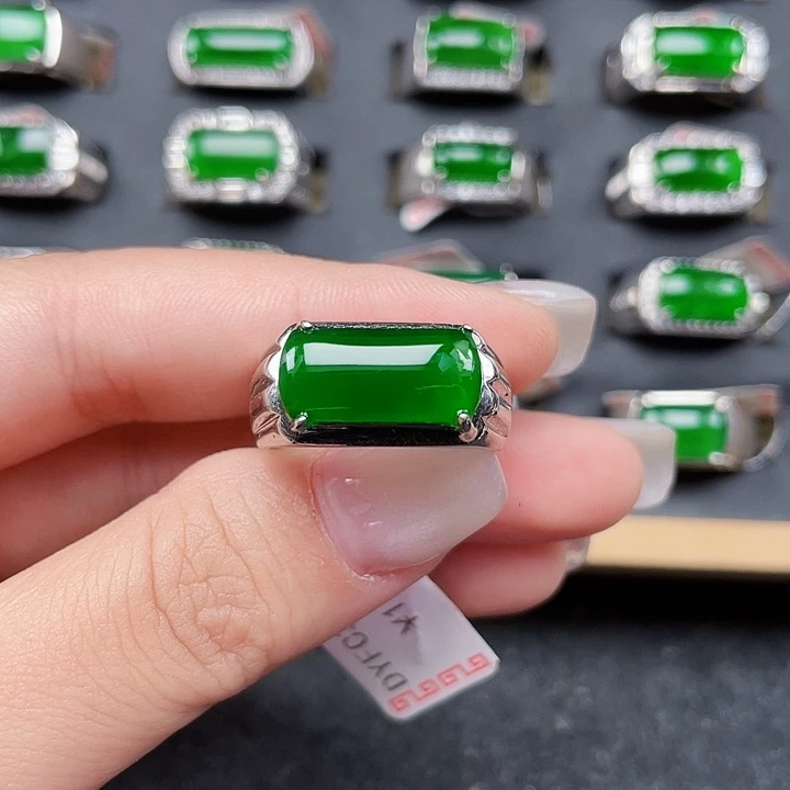 翡翠银S925镶嵌戒指3586