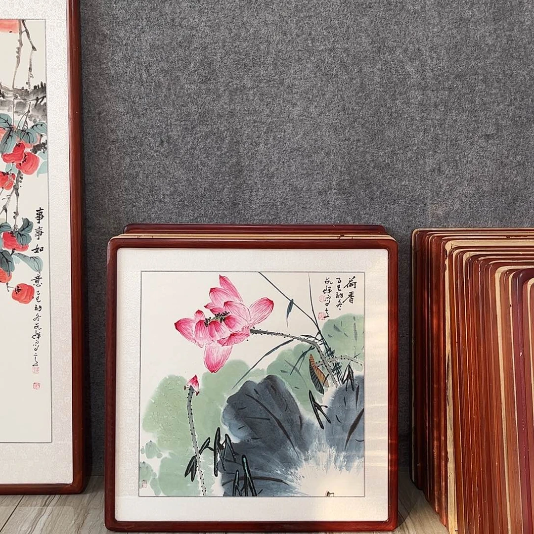 国画书画作品带框63×63