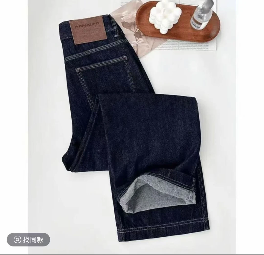 不掉色女款春季窄版阔腿裤高腰垂感显高显瘦显腿长牛仔裤氨纶