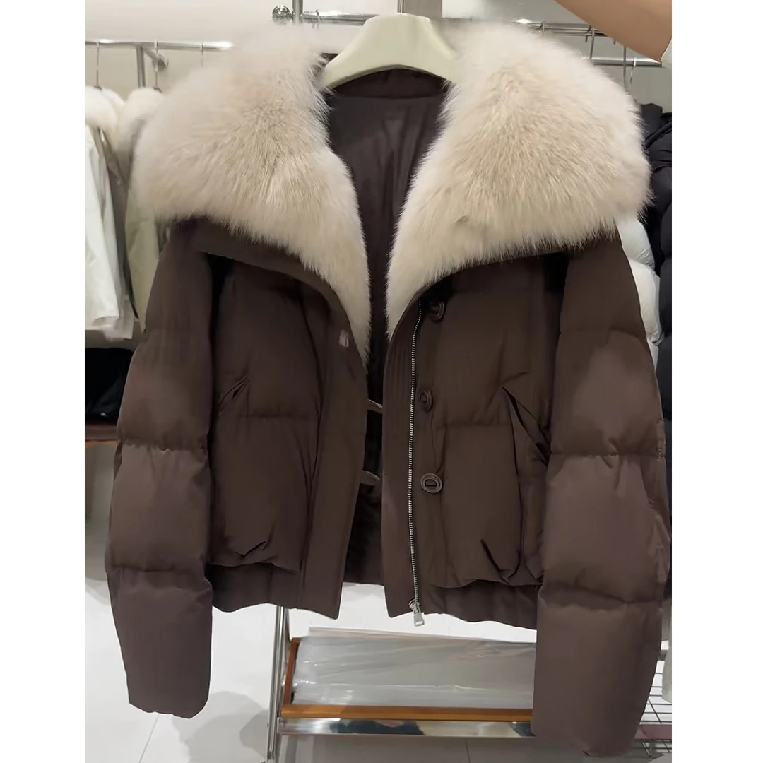 短款大毛领设计感2025冬季新款女装小个子韩系高级感保暖棉服外套