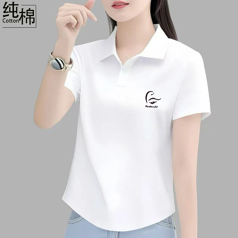 2025新款爆款短袖t恤正肩胖mm大码女装polo衫宽松翻领女士上衣夏