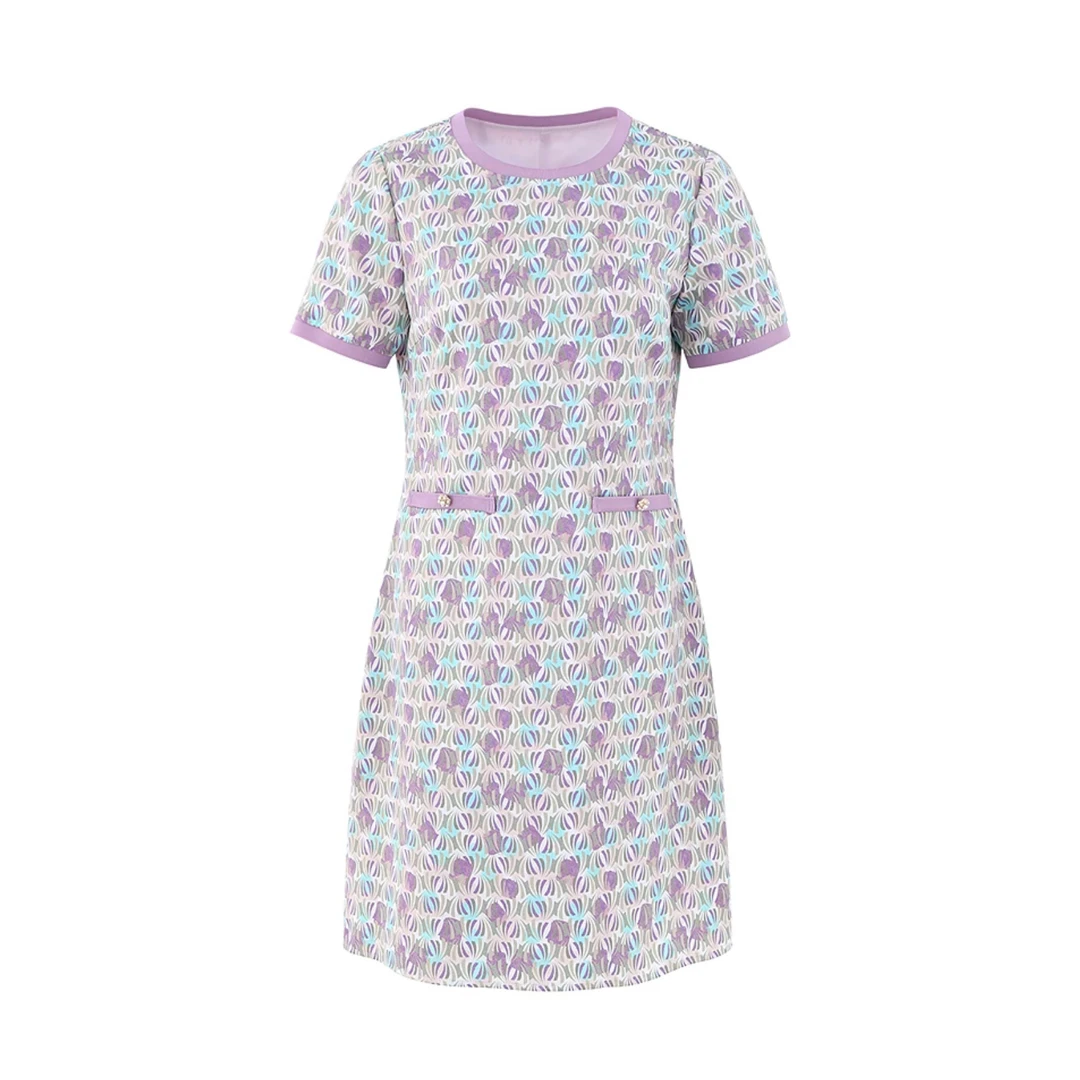 EG100 彩色满印格纹连衣裙