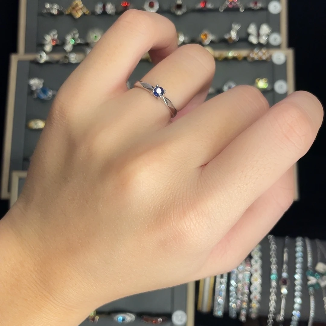 戒指蓝宝石银S925镶嵌