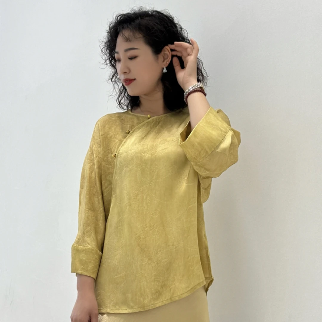 槿月汐新中式盘扣百搭时尚国风上衣2571