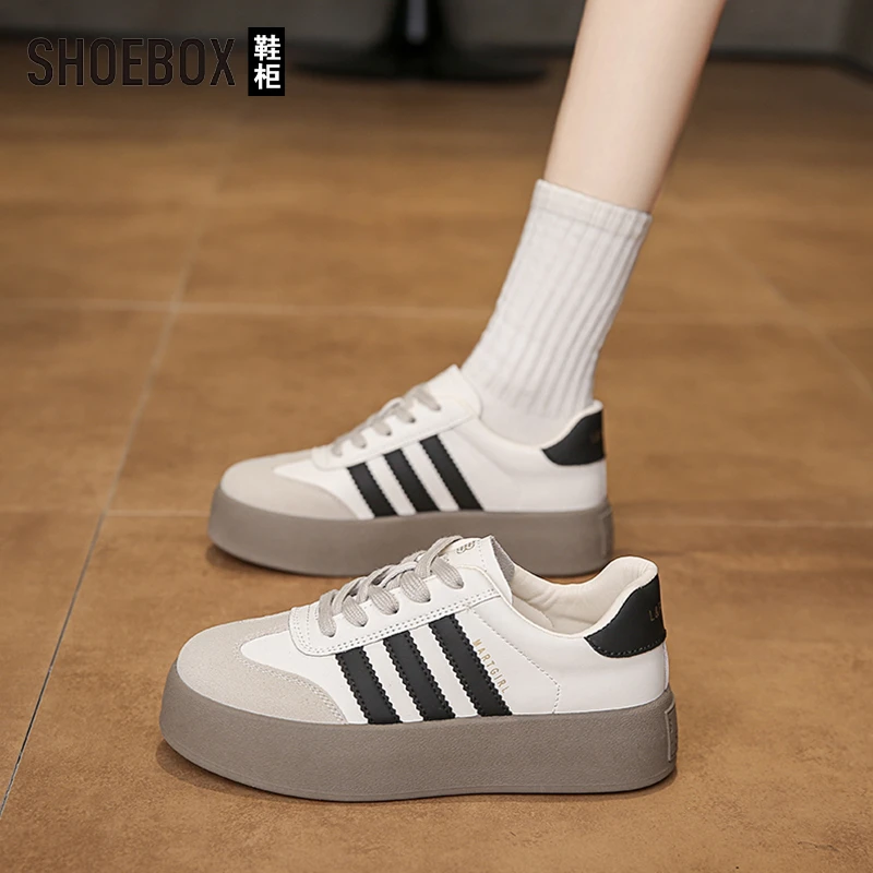 达芙妮集团旗下厚底德训鞋女2025秋季新款百搭软底小白鞋休闲板鞋