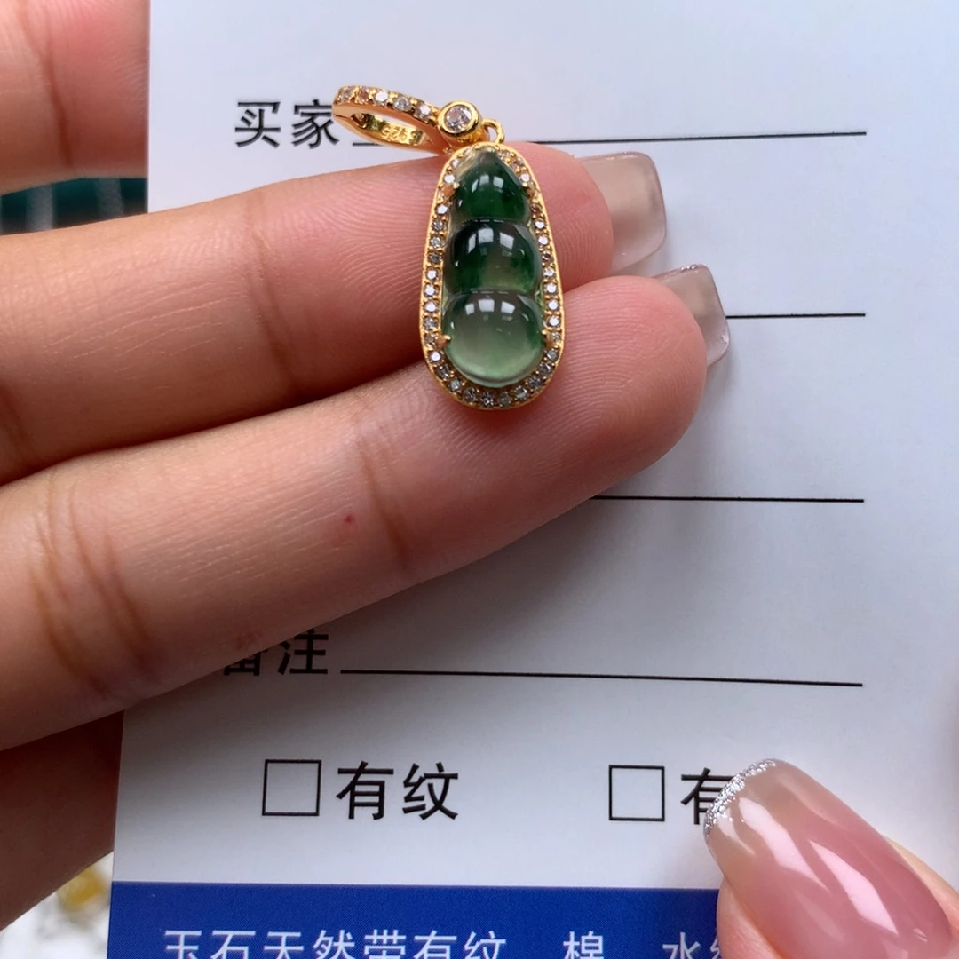 颈饰银S925镶嵌翡翠
