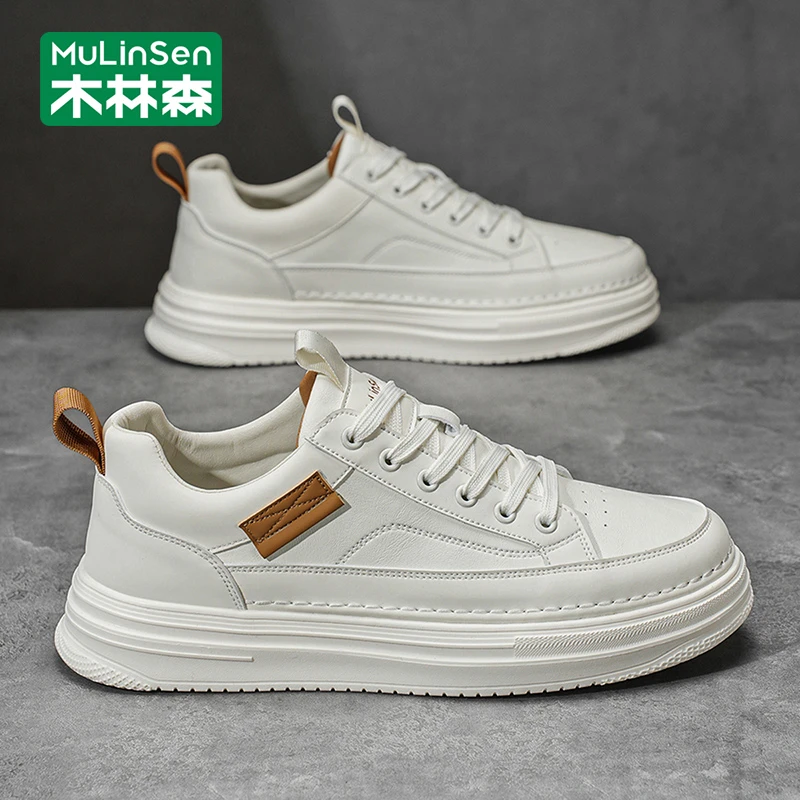 木林森男士小白鞋2025新款秋季透气板鞋男款百搭软底工作休闲潮鞋