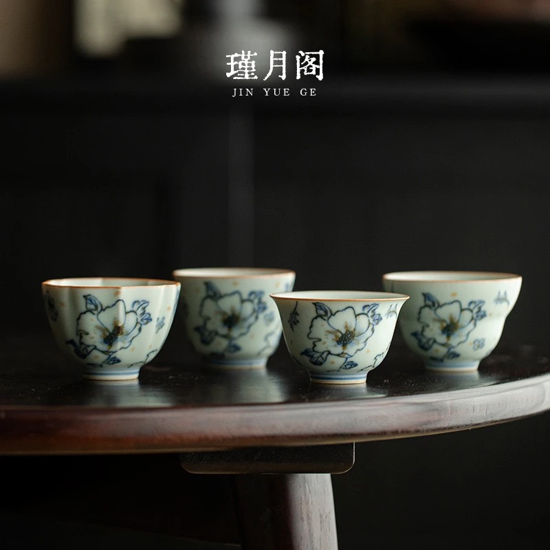 德化陶瓷茶具青花品茗杯茶杯单杯客杯喝茶杯子家用陶瓷大师品茗杯