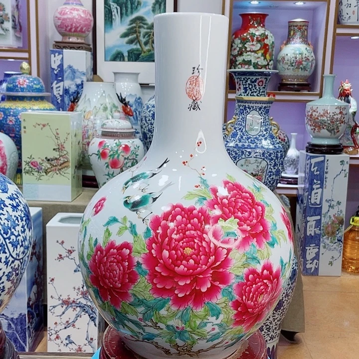 花瓶全手工牡丹花天球瓶