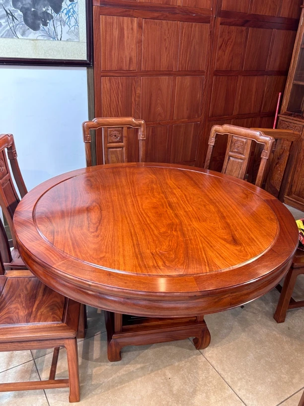 刺猬ZT圆台吃饭桌古典实木家具圆桌客厅家用