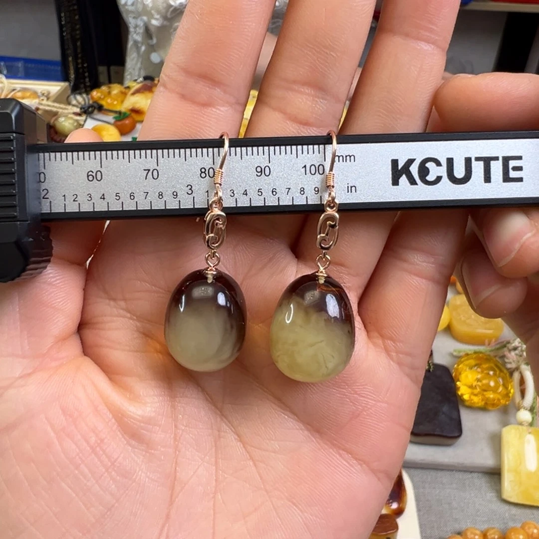 蜜蜡裸石银S925镀金镶嵌蜜蜡