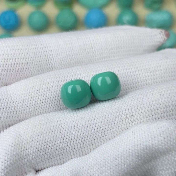 高瓷正绿9.7mm老型一对福利