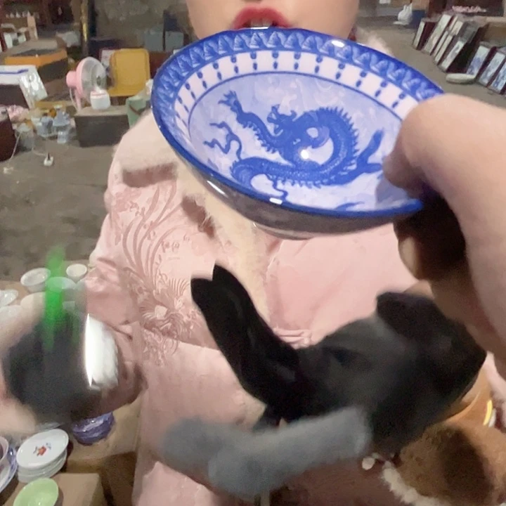 摆件陶景德镇高温瓷斗笠杯