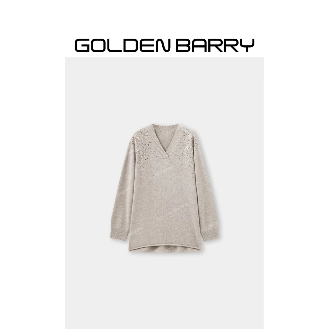 GOLDENBARRY“年终狂欢”|243141亮片V领羊绒衫