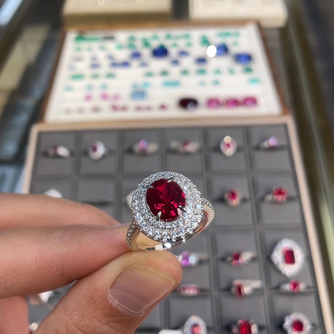 925银培育宝石实心s925银镶