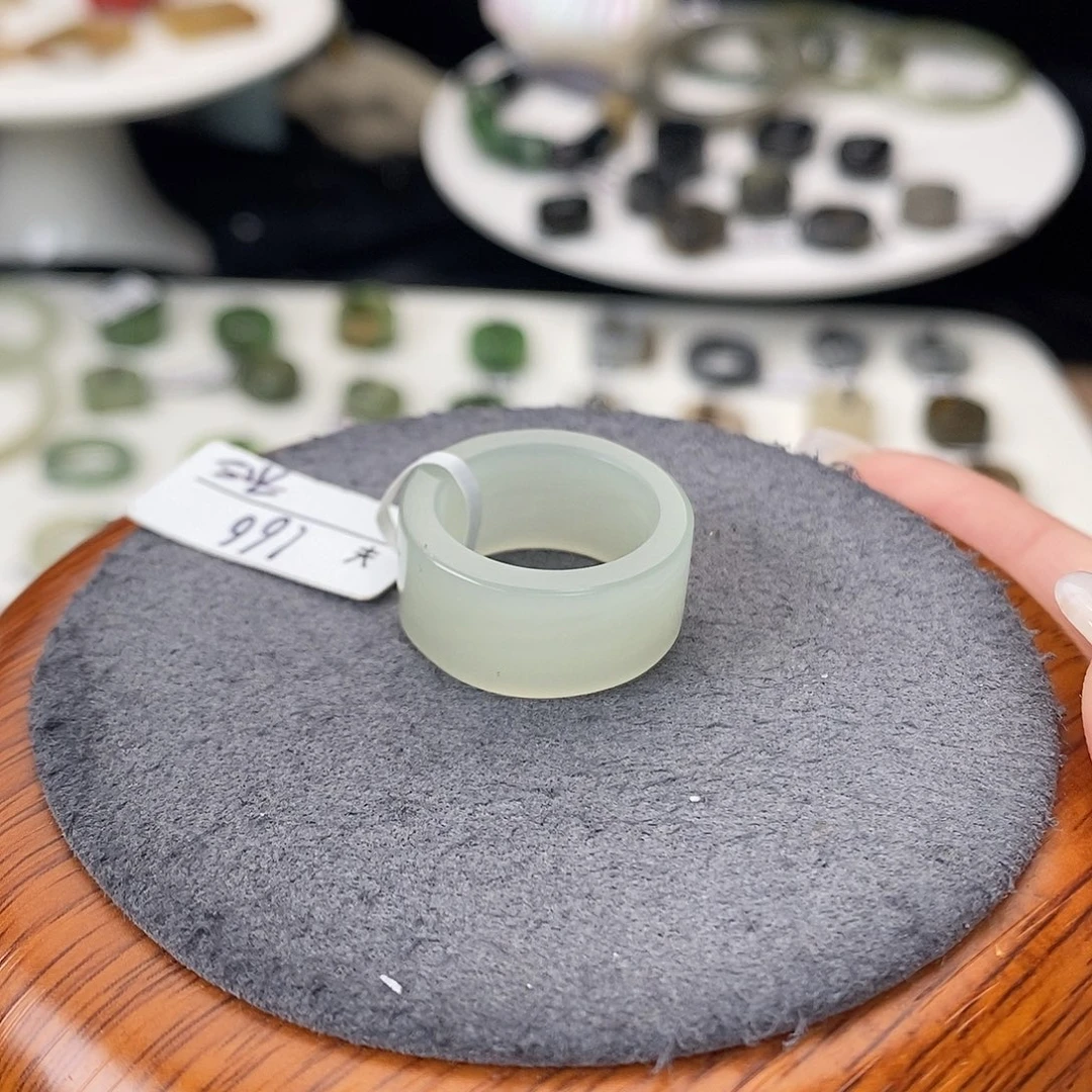 和田玉（糖玉）未镶嵌戒指G61晴水直切16.4