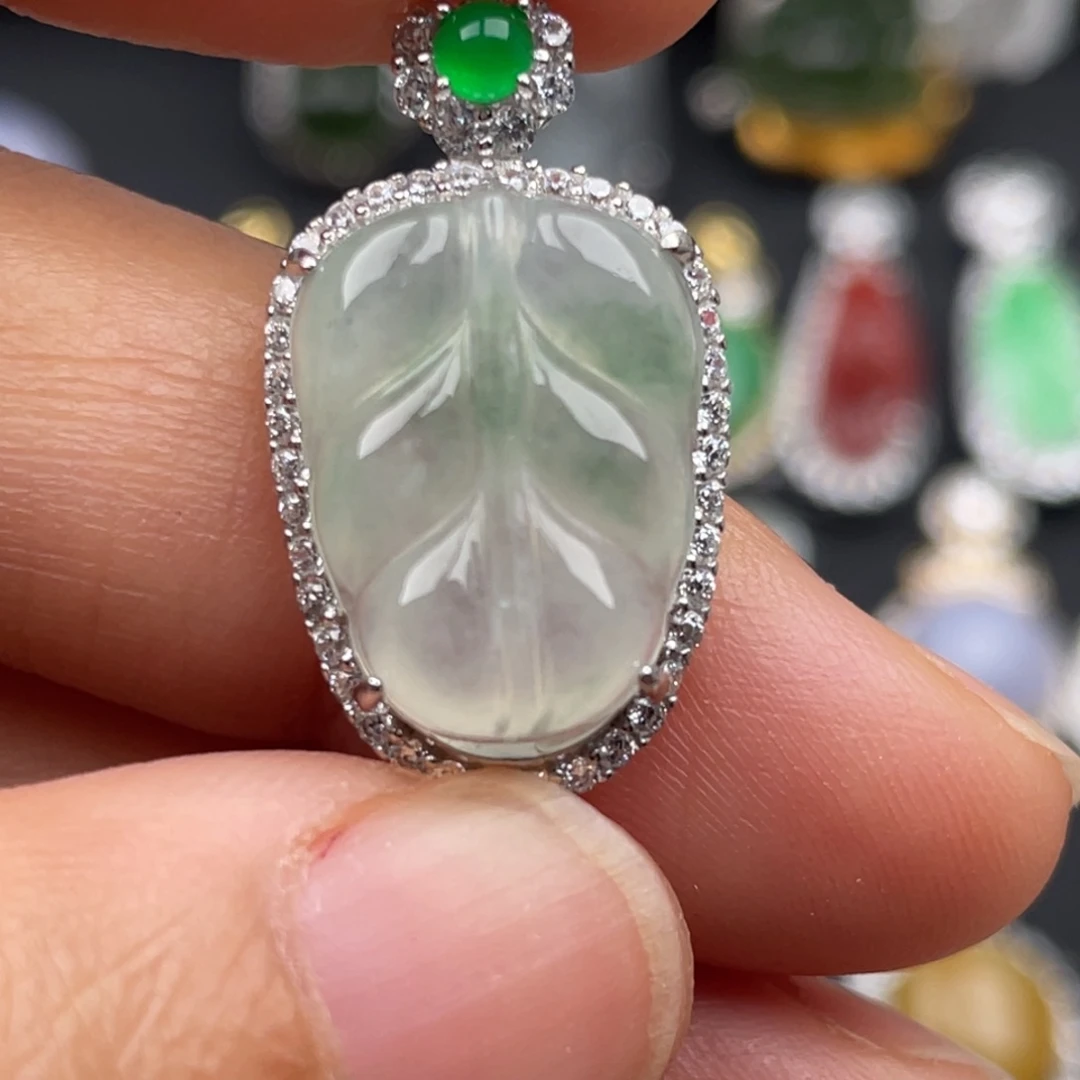 翡翠银S925镶嵌吊坠(不含链)