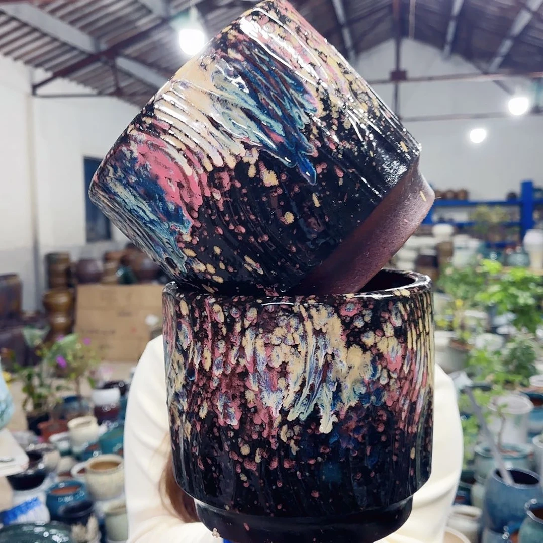 紫砂花盆高18口20