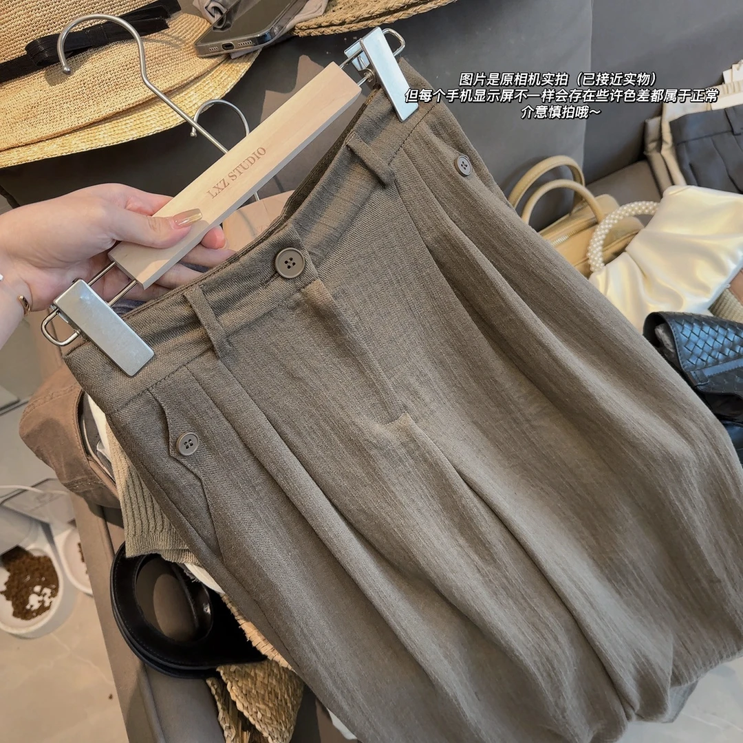 两小吱《粗腿救星》显瘦棉麻显高透气遮肉阔腿长裤