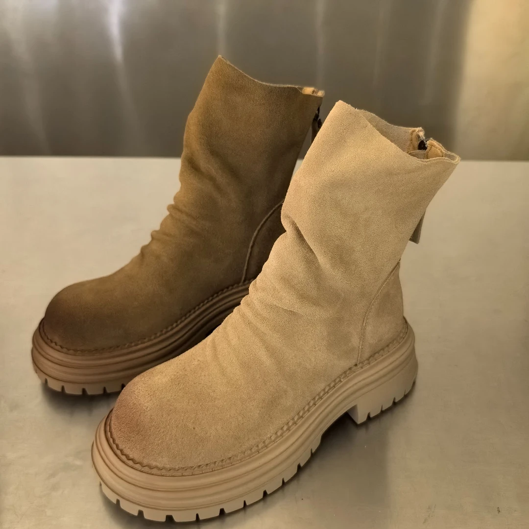 【敏敏家】7126-45秋冬走秀款百搭休闲短靴时尚弹力软面舒适女靴