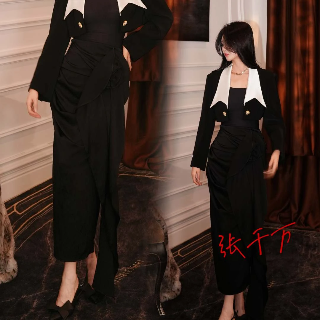 ZZFY STUDIO 侧边开叉抽褶收腰长裙24YCBQ141005B