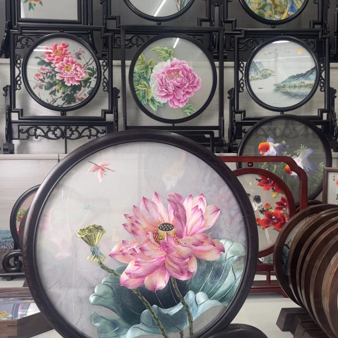 织绣苏绣双面绣异色荷花