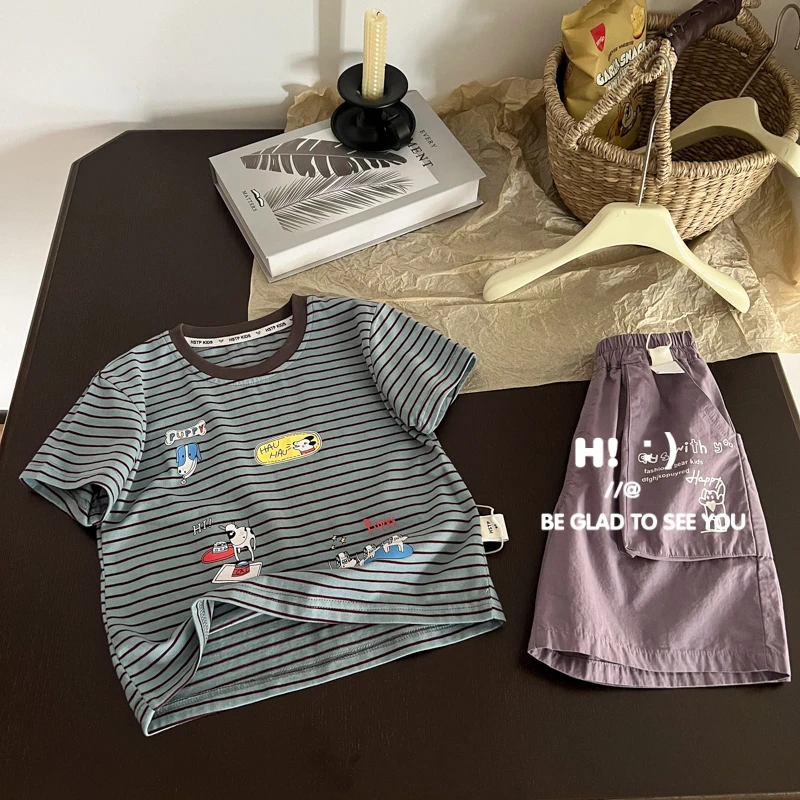 现货【百分百棉】郝叔童品夏季新款2025潮牌网红男童短袖T恤HI5205