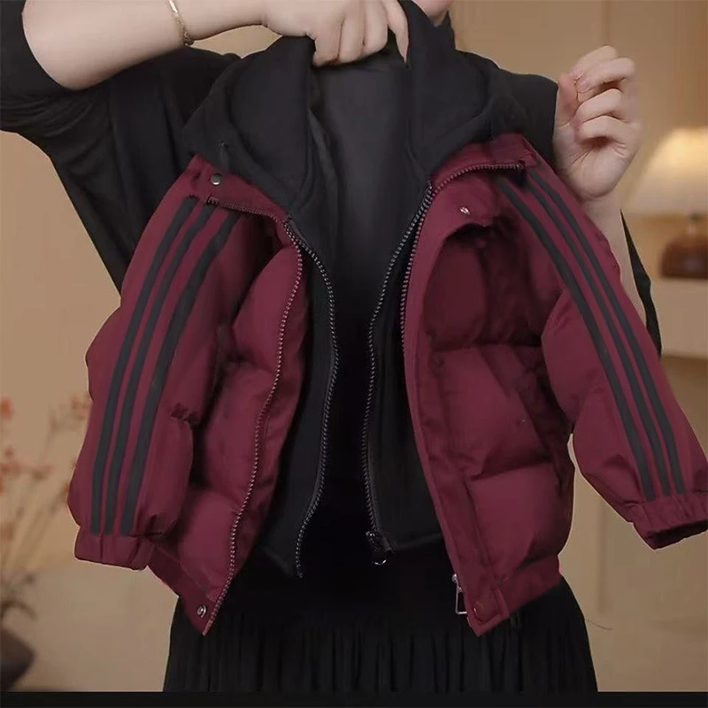 儿童棉袄冬季棉服男童洋气加厚外套连帽针织拼色保暖韩版棉衣童装