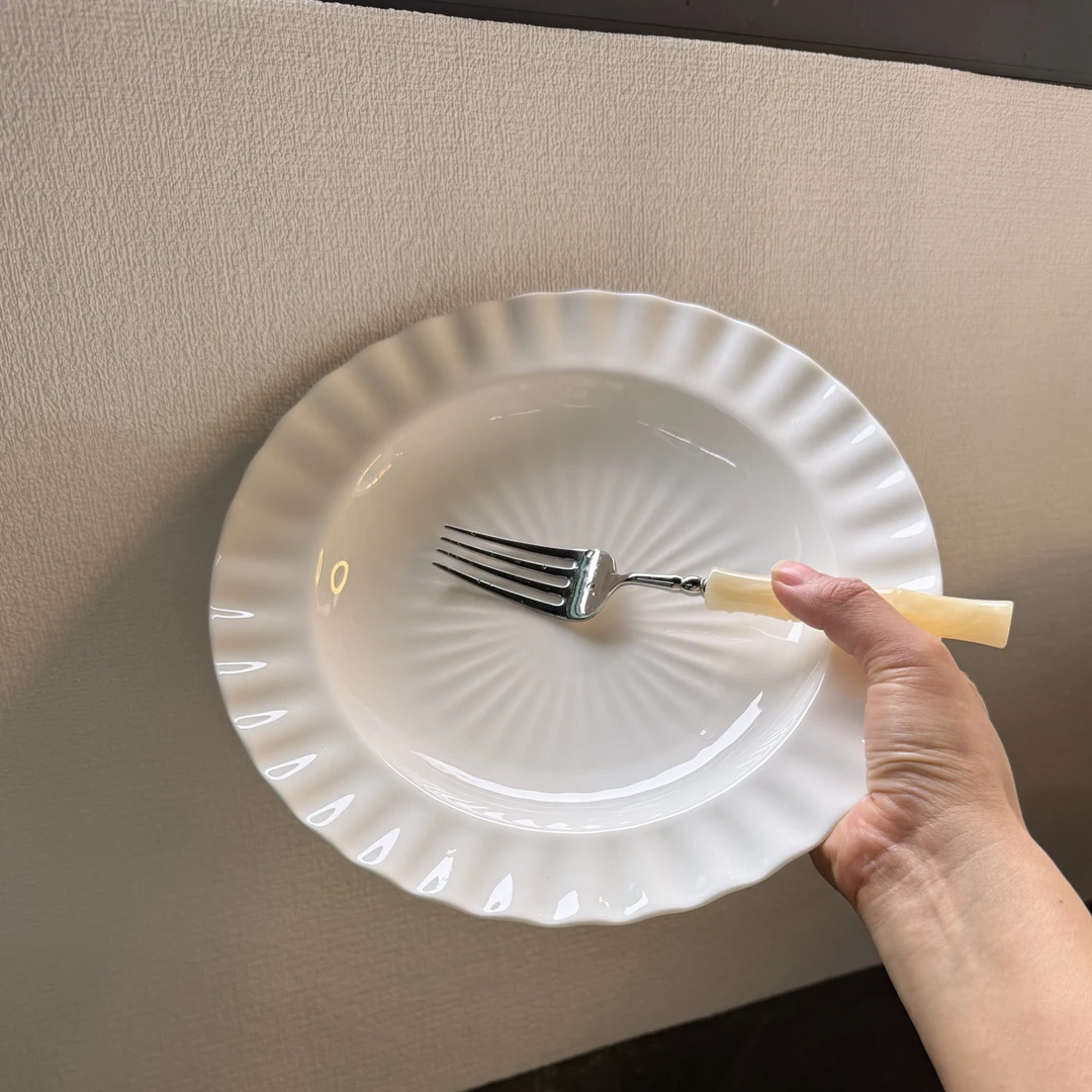 10英寸褶皱复古超大复古盘子不含叉子