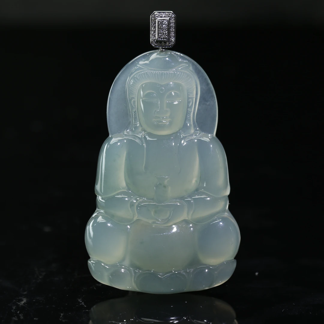 24天然缅甸翡翠A货18k冰晴水观音/700883/上海嘉禾拍卖