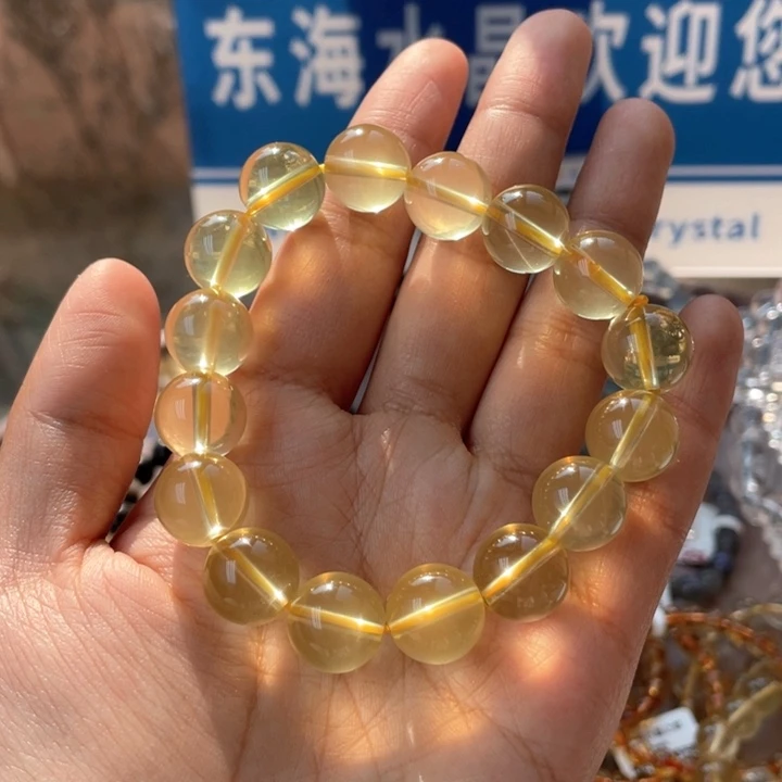 水晶手串未镶嵌纯净体黄水晶