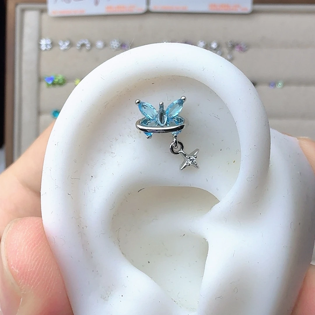 锆石钛钢合金蓝色蝴蝶
