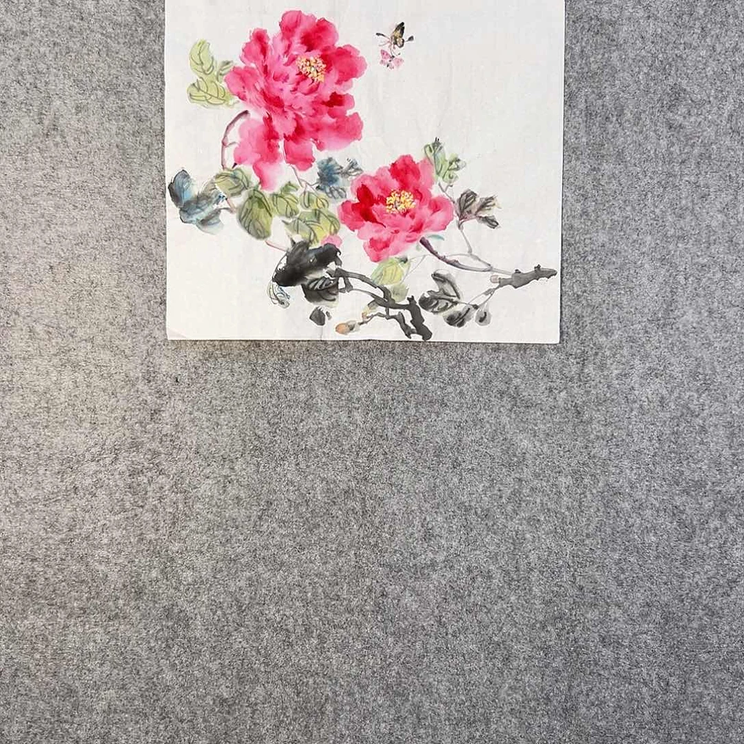 国画827 花鸟在树丛的顶端鸣叫叫声