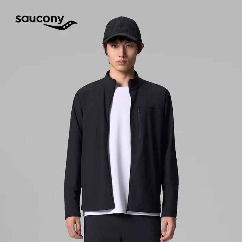 Saucony索康尼官方男都市通勤经典提花舒适弹力双拉链针织外套
