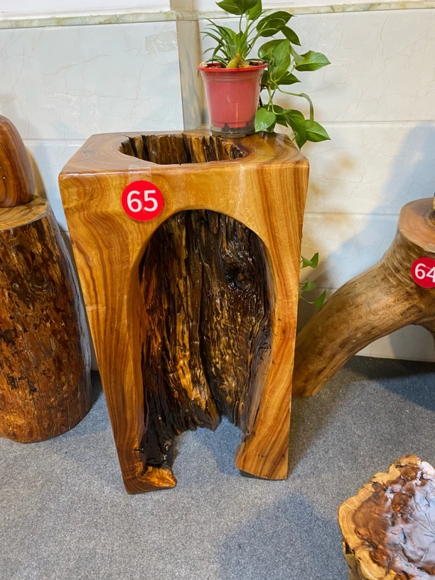 香樟木树根自然风化脱骨老料方形花架底座98高48×35直径