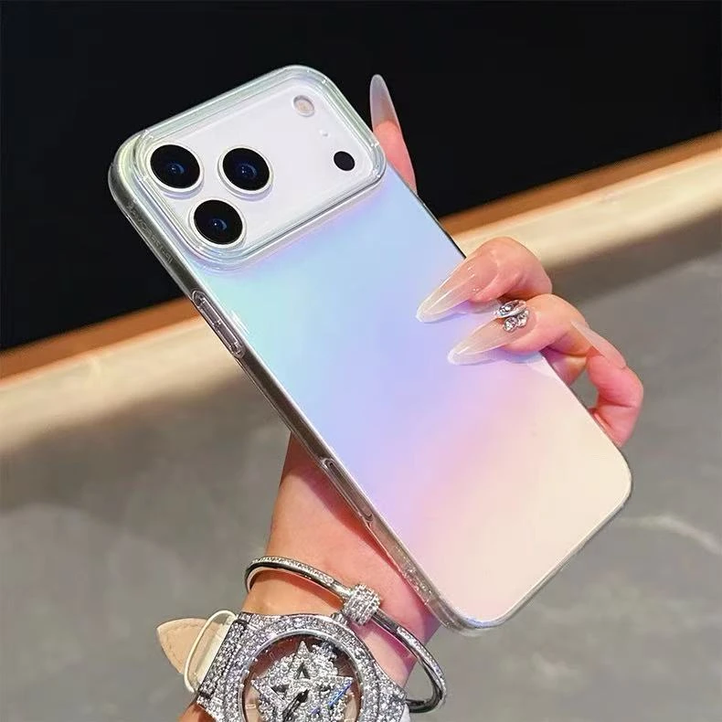 镭射渐变适用苹果17promax手机壳透明简约iphone16promax保护壳15