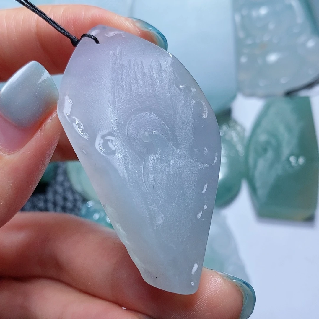 定制翡翠未镶嵌毛货付款后确认抛光