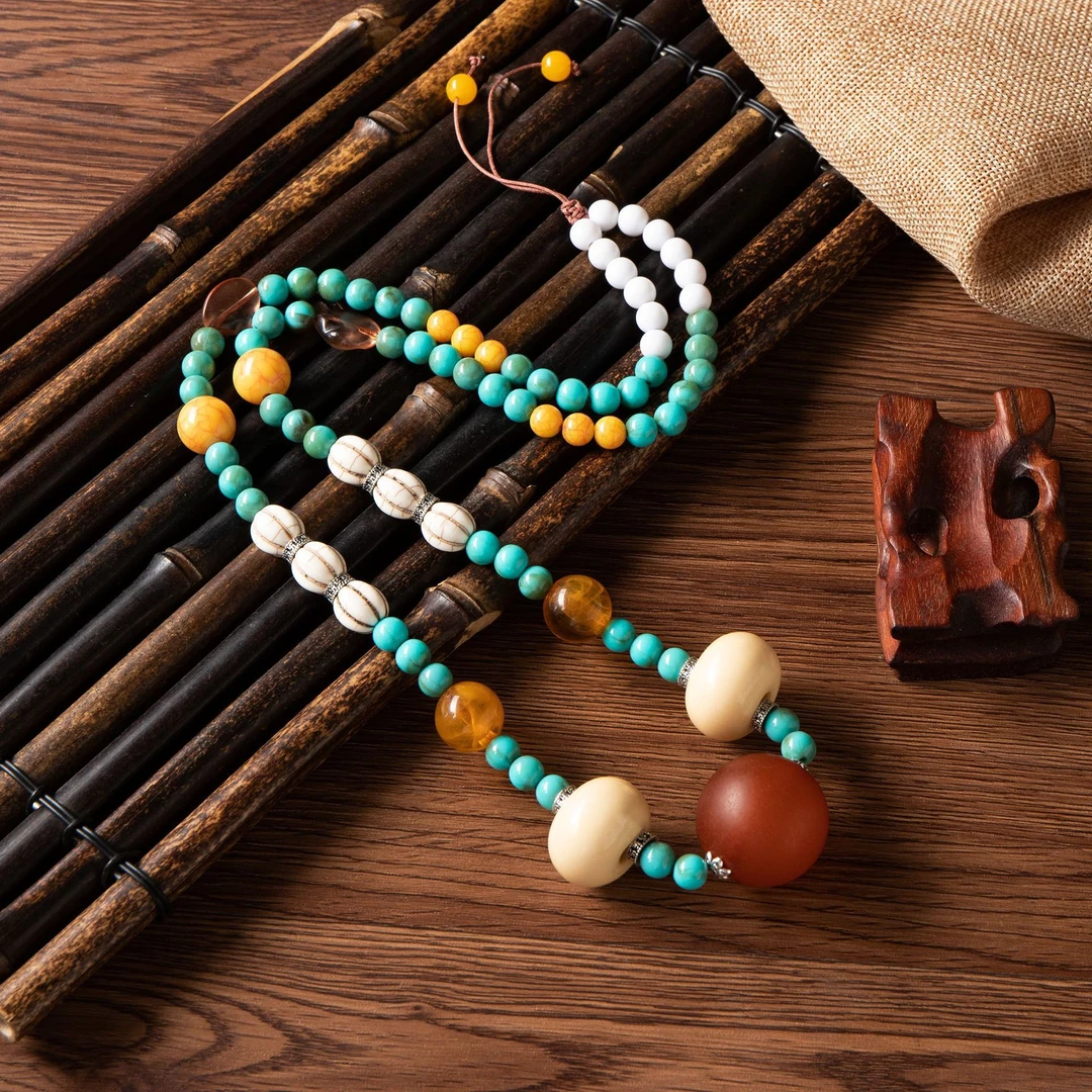 非金属珐琅项链 个性复古民族风项链男女士毛衣链配饰挂饰吊坠