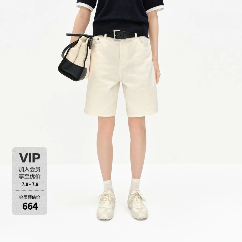 MOCO牛仔短裤2025春新品白色五分裤宽松直筒无弹棉质MBE1SOTT02
