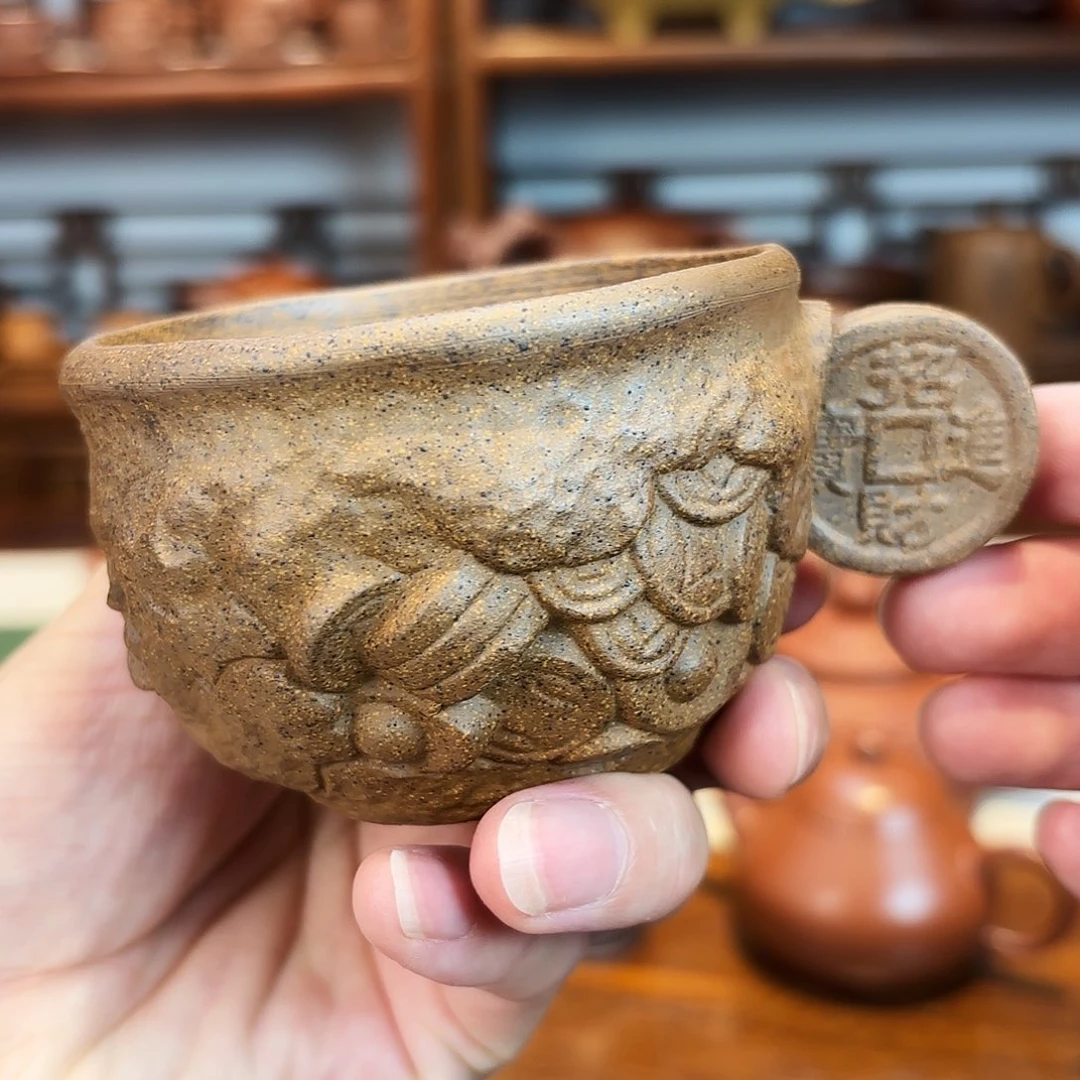 紫砂茶杯柴烧主人杯