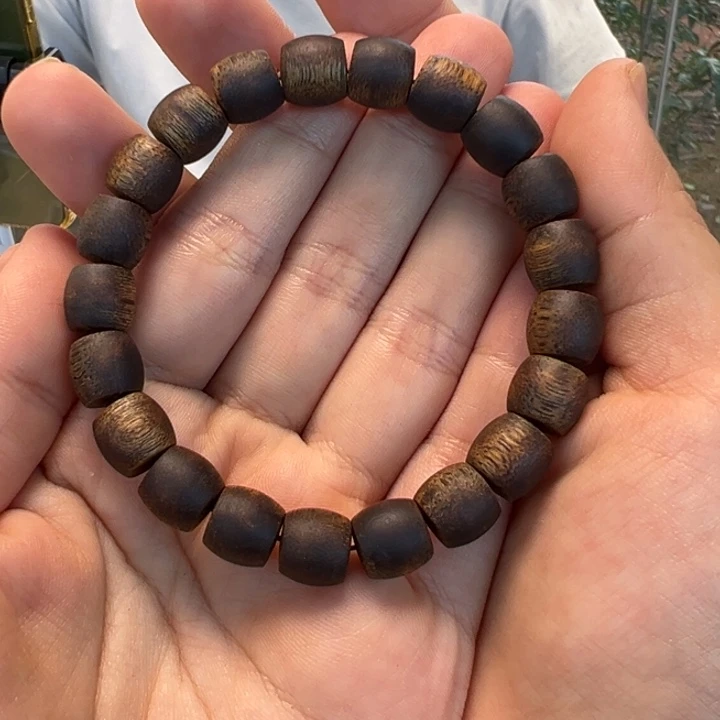 阿***文沉香手串0.9鼓珠单圈 10克+ 沉水浮高品