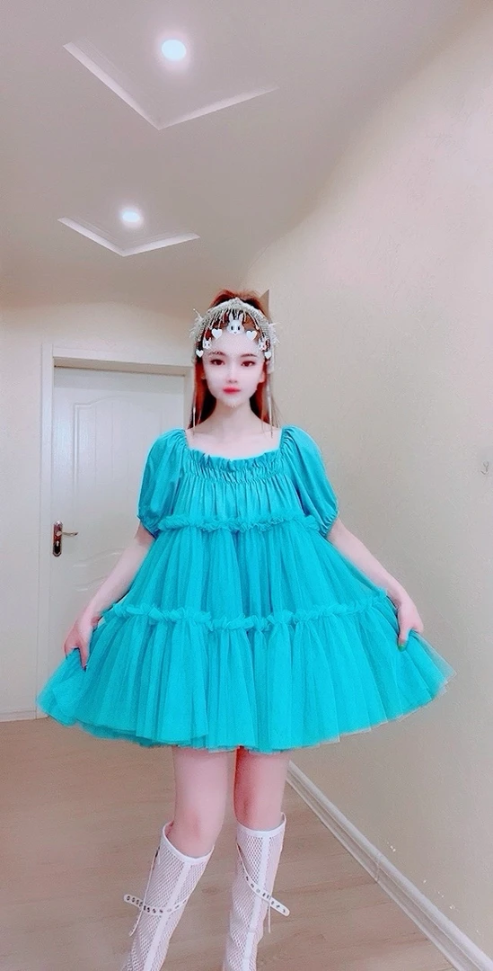 【面条仙仙】3454#夏季泡泡袖纱纱拼接连衣裙