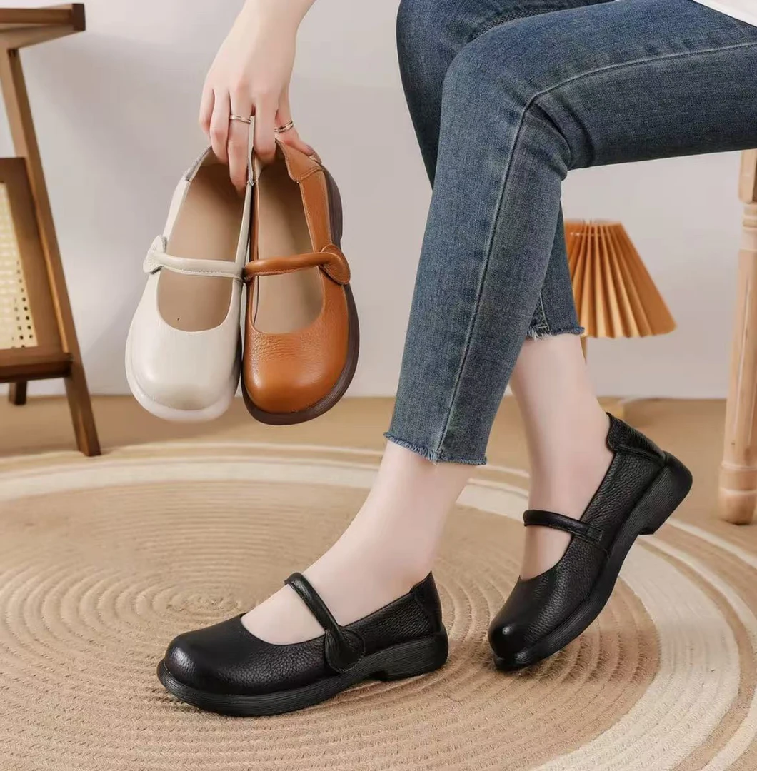 头层牛皮玛丽珍女鞋超舒服牛筋底韩版气质妈妈四季鞋百搭中老年