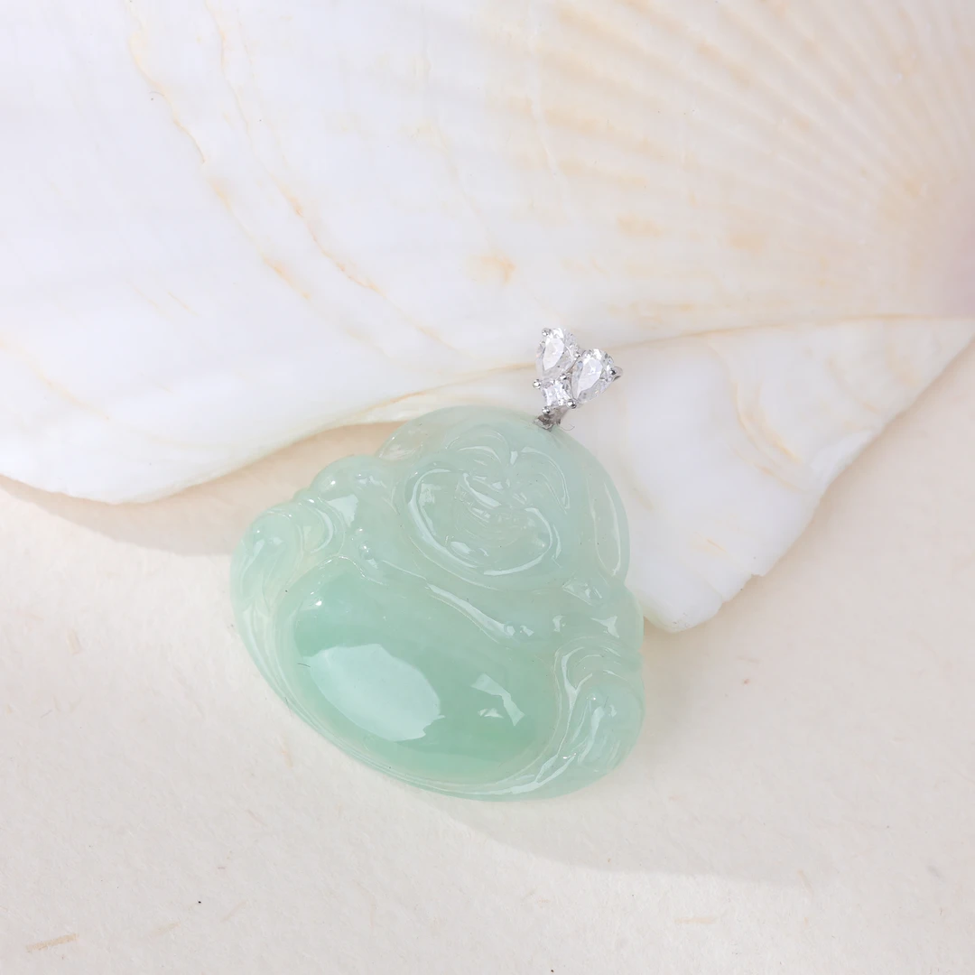 【央博玉】18k翡翠冰果绿佛公吊坠-YB92920174-多样性发一|CXQ21